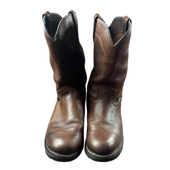 Justin Mens 10.5D Leather Pull-On Work Boots WX4920 Non-Marking Outsole Brown Du - Picture 4 of 7